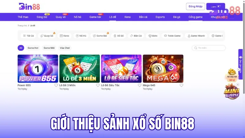 Giới thiệu chung về sảnh Xổ Số BIN88