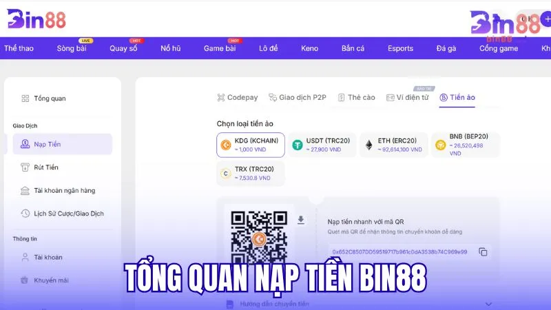 Tổng quan về quy trình nạp tiền BIN88